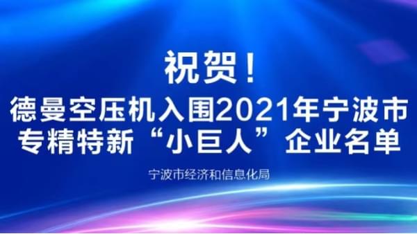祝賀！德曼登榜2021年寧波專精特新“小巨人”企業(yè)